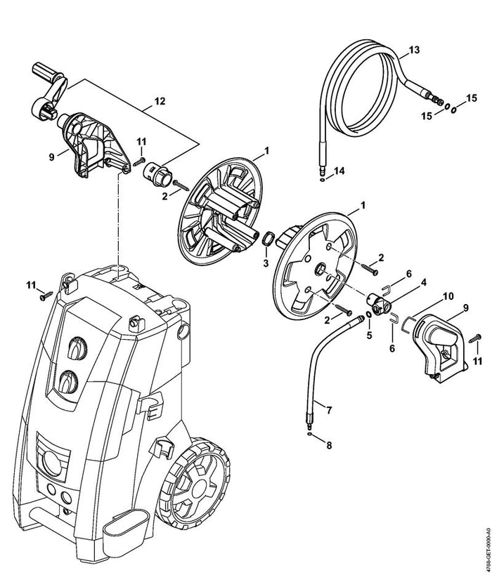 STIHL 4768-670-0800 Hogedrukslang DN 6, 675 mm positie 7 technische tekening