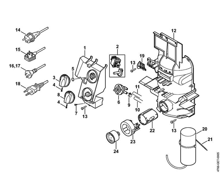 STIHL 4768-513-1000 Pijp positie 22 technische tekening