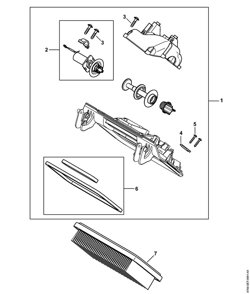 STIHL 4786-790-5100 Afdekkap positie 1 technische tekening