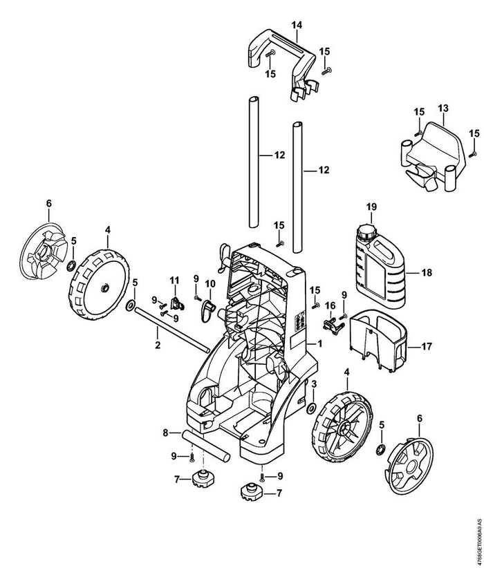 STIHL 4788-792-1100 Draagstang positie 12 technische tekening