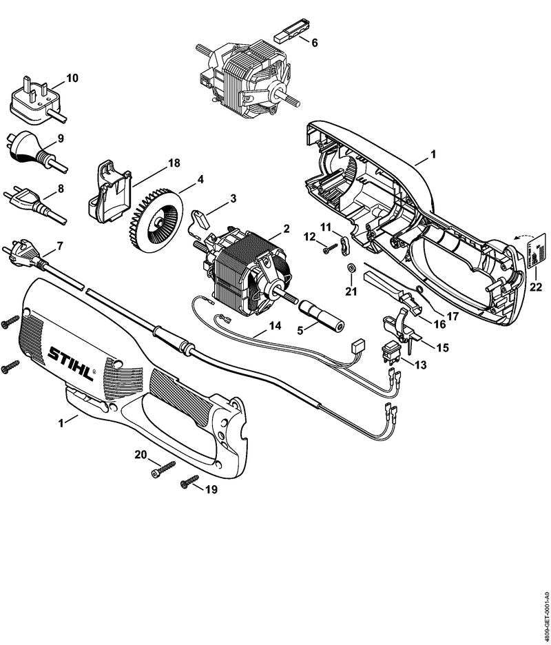 STIHL 4809-600-0202 elektromotor 230V (0,54kW) positie 2 technische tekening