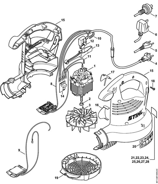 STIHL 4811-967-1851 Typeplaatje SHE 81 positie 21 technische tekening