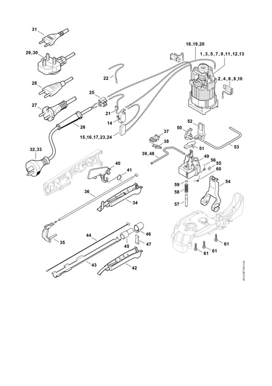 STIHL 4812-790-2400 Bowdenkabel positie 36 technische tekening