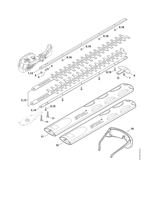STIHL 4812-710-5905 Heggenschaar 600 mm / 24" positie -1 technische tekening
