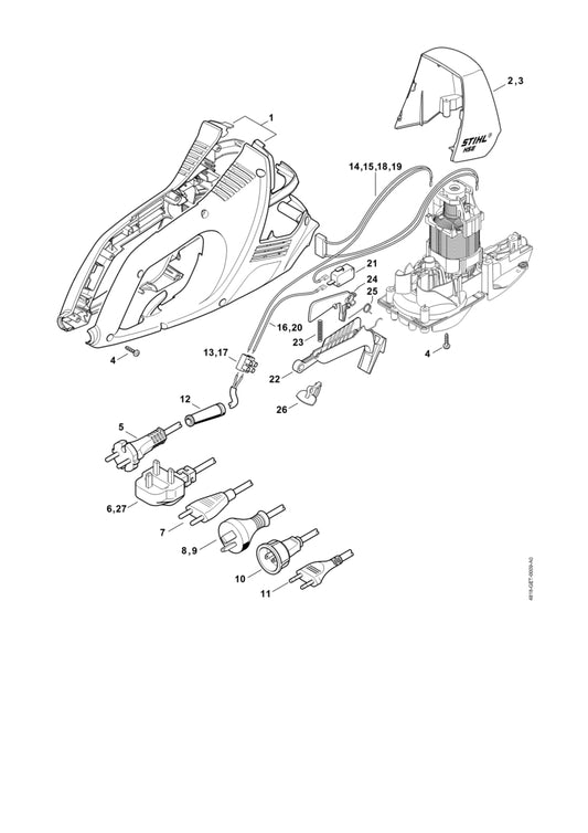 STIHL 4818-430-2100 Schakelhefboom positie 22 technische tekening