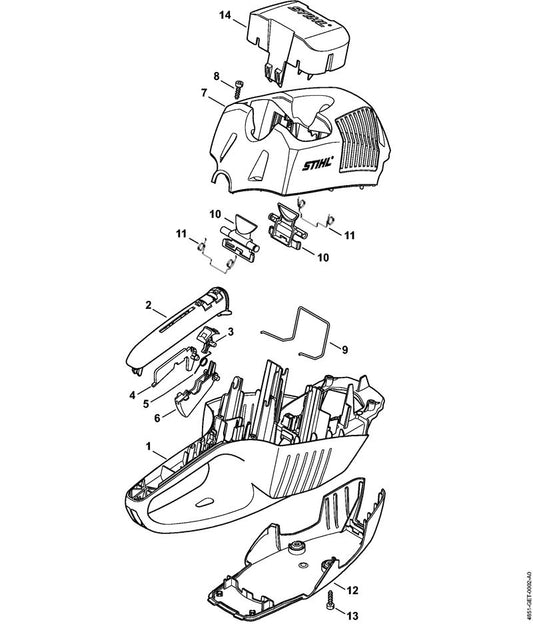 STIHL 4851-435-6300 Schakelhendelblokkering positie 4 technische tekening