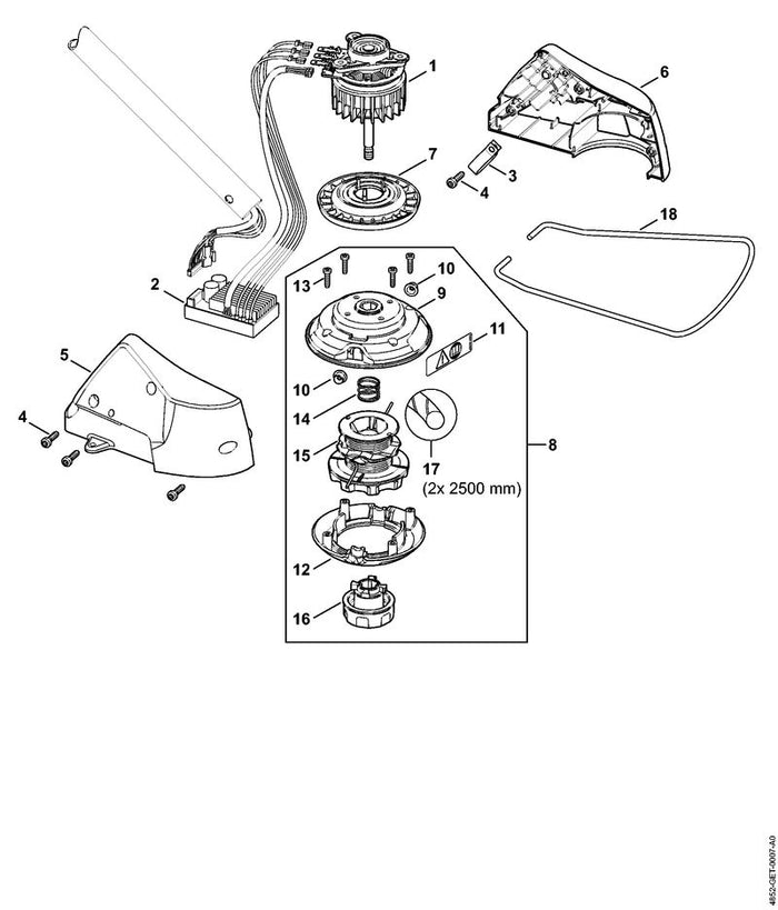 STIHL 4852-430-1400 Elektronisch moduul positie 2 technische tekening