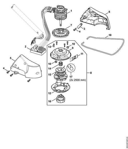 STIHL 4852-602-1203 Carter links positie 6 technische tekening