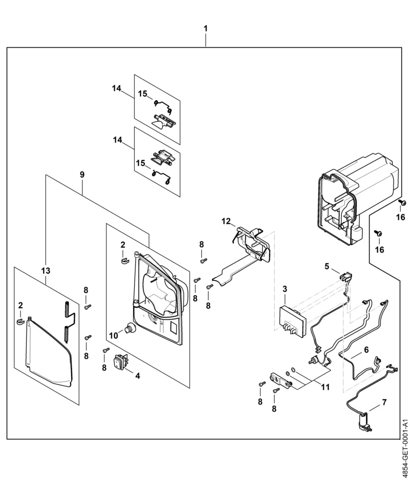 STIHL 4854-706-0200 Borgclip positie 2 technische tekening