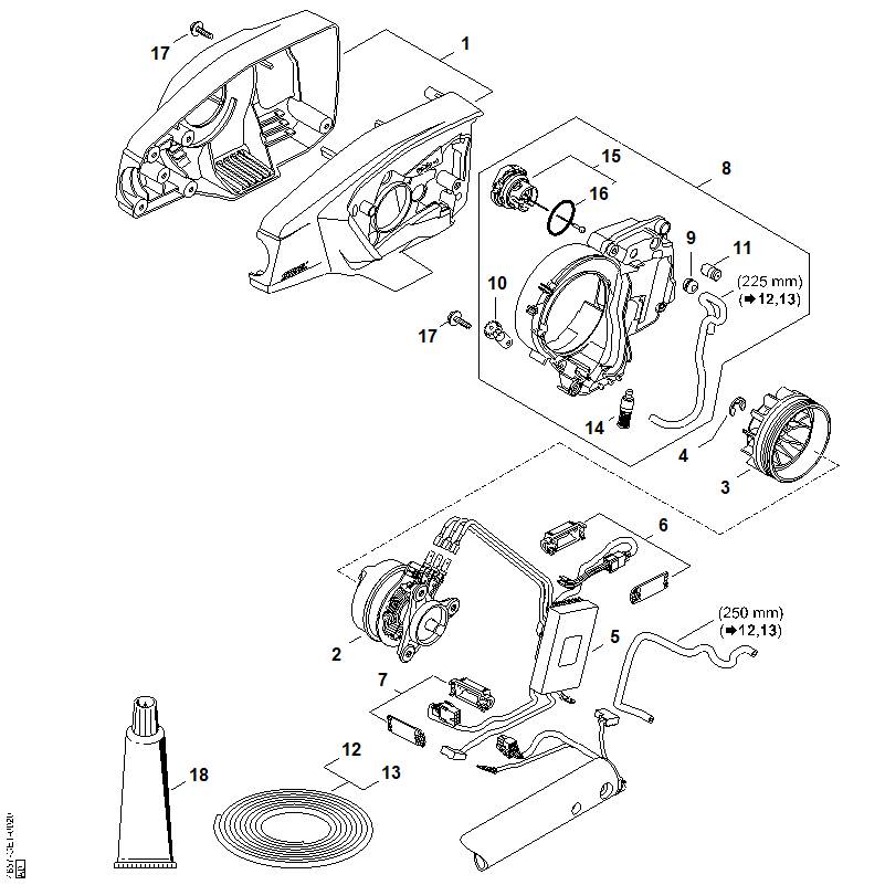 STIHL 4857-600-0804 Carter HTA 85 positie 1 technische tekening