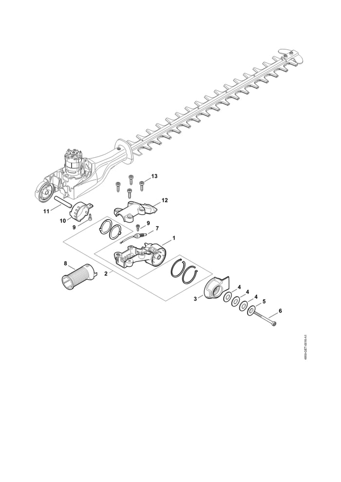 STIHL 4859-793-4501 Zwenkkoppeling positie 1 technische tekening