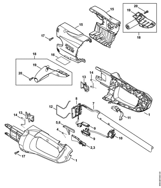 STIHL 4859-600-3501 Afdekkap positie 15 technische tekening