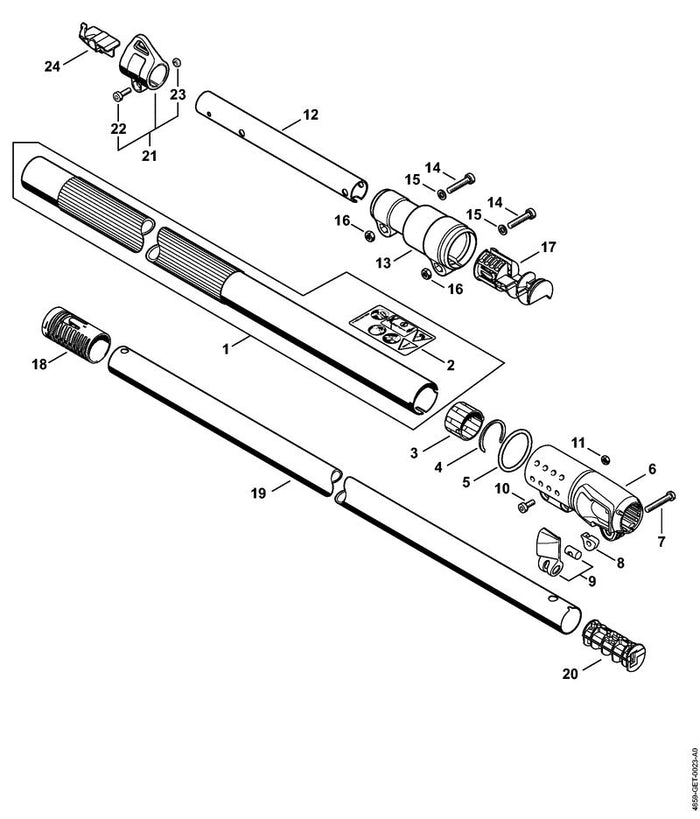 STIHL 4859-710-7103 Steel Ø 38x878 mm positie 1 technische tekening