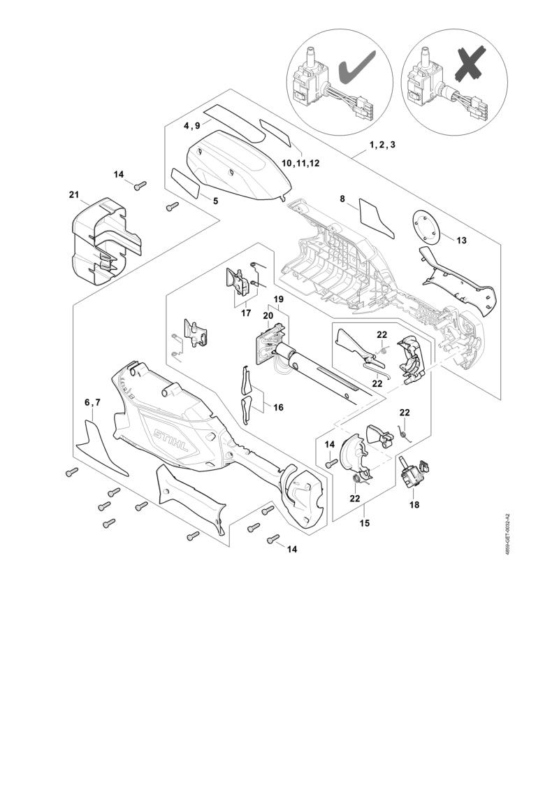 STIHL 4859-440-3002 Kabelboom positie 19 technische tekening