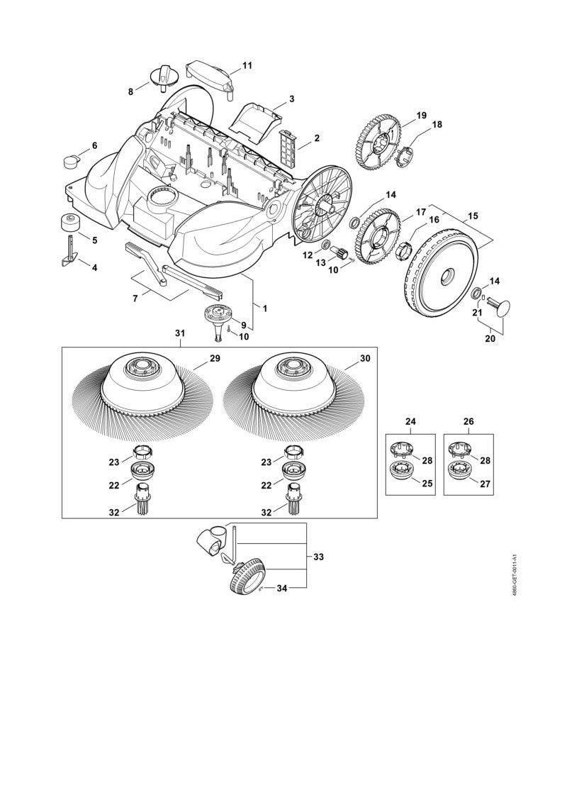 STIHL 4860-007-1012 Schotelbezemset KG 770 positie 31 technische tekening