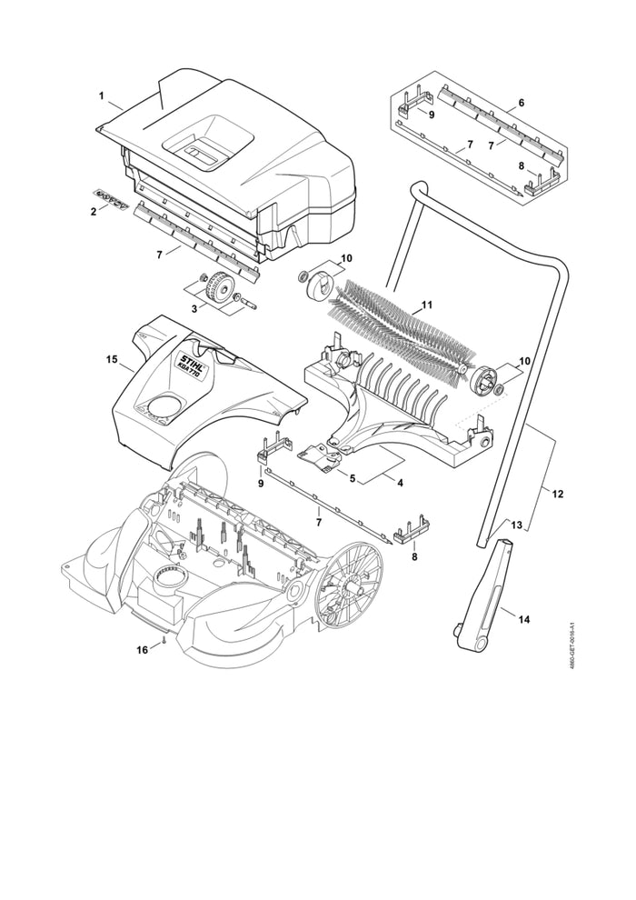 STIHL 4860-791-1900 Handgreephalter positie 14 technische tekening