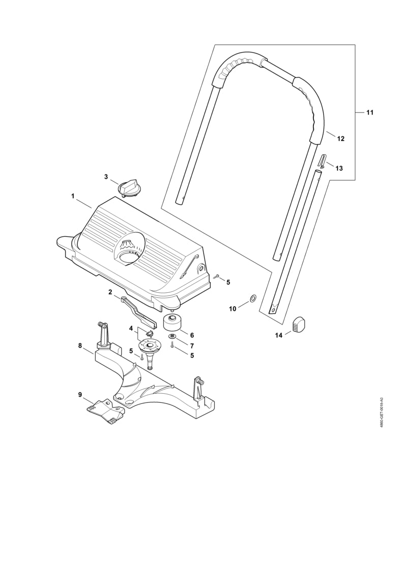 STIHL 4860-738-4600 Klemmoer positie 14 technische tekening