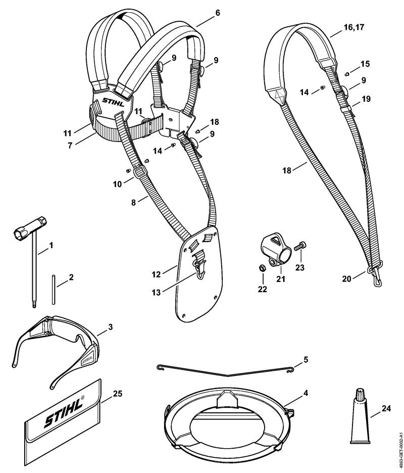 STIHL 4119-792-4305 Spanbeugel positie 5 technische tekening