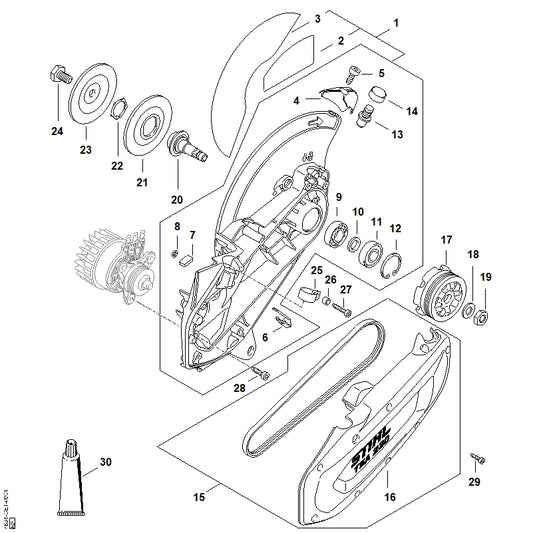 STIHL 4864-690-0211 Aansluitstuk met beschermkap positie 1 technische tekening