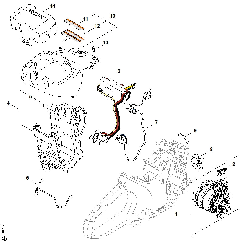 STIHL 4864-430-2201 Kabelboom positie 7 technische tekening