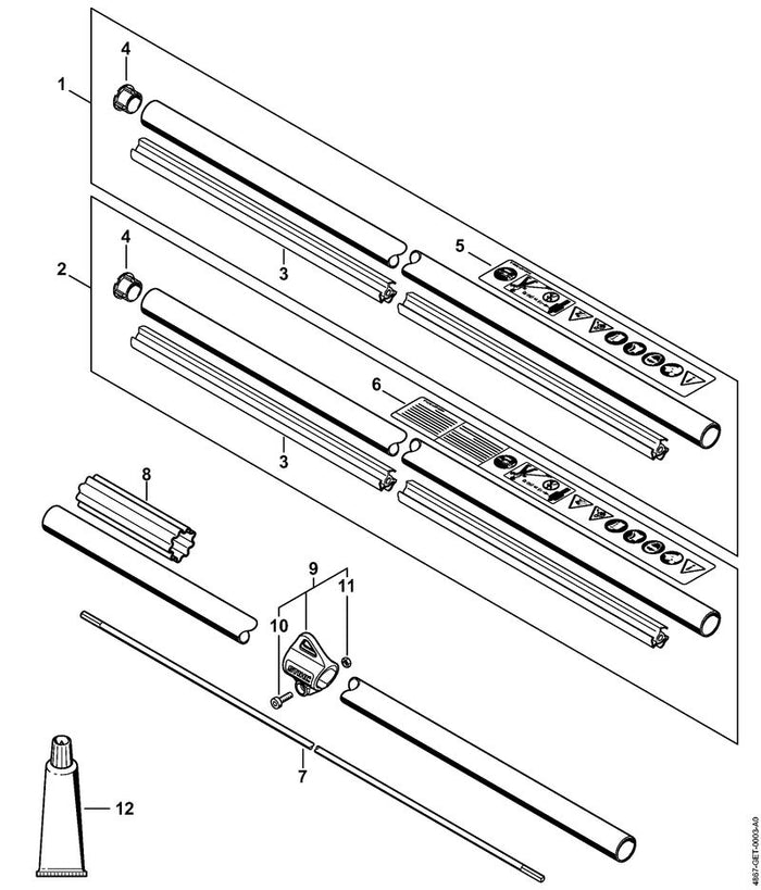 STIHL 4867-710-7103 Steel Ø 25,4 mm positie 1 technische tekening