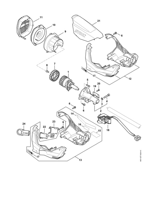 STIHL 4867-600-0801 Carter positie 12 technische tekening