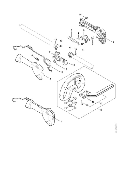 STIHL 4867-430-3420 Arrêteerhendel positie 3 technische tekening