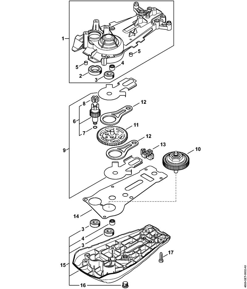 STIHL 4869-640-5802 Deksel aandrijving positie 15 technische tekening