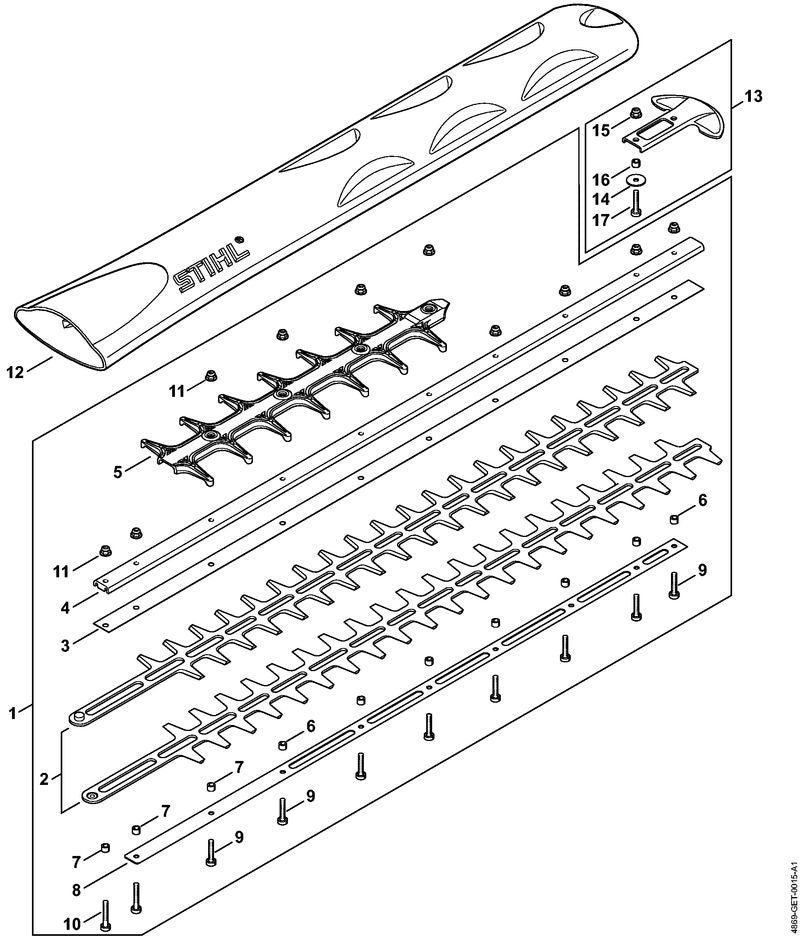 STIHL 4869-710-5904 Heggenschaar R positie 1 technische tekening