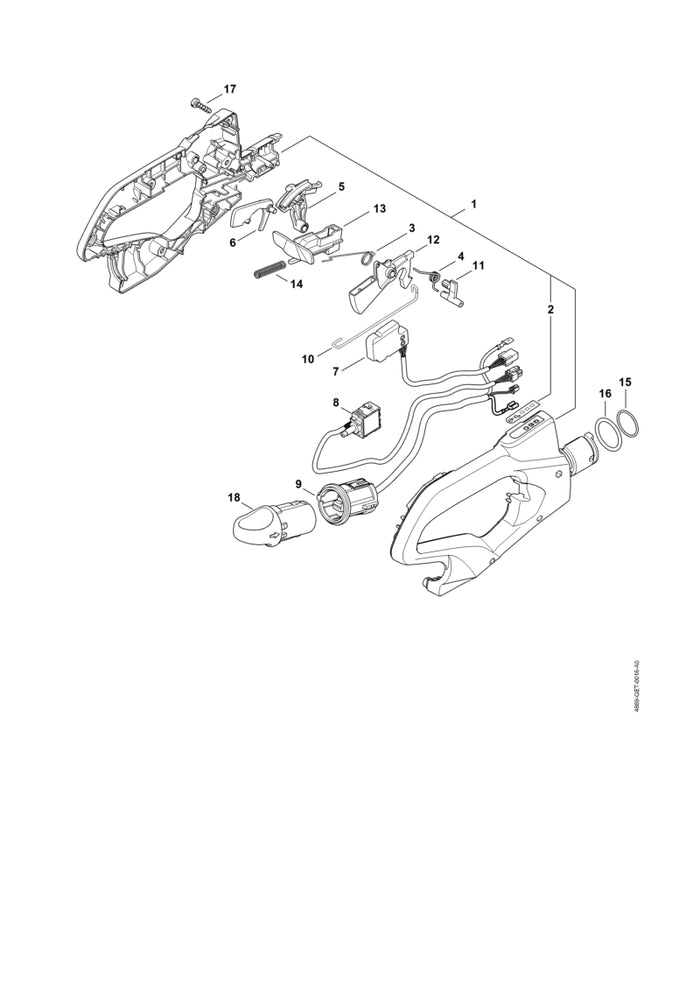 STIHL 4869-182-1500 Stang positie 10 technische tekening