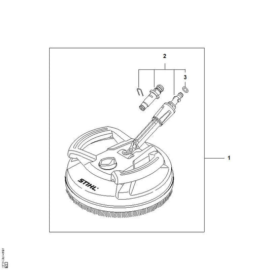 STIHL 4910-500-3911 Vlaktereiniger positie 1 technische tekening