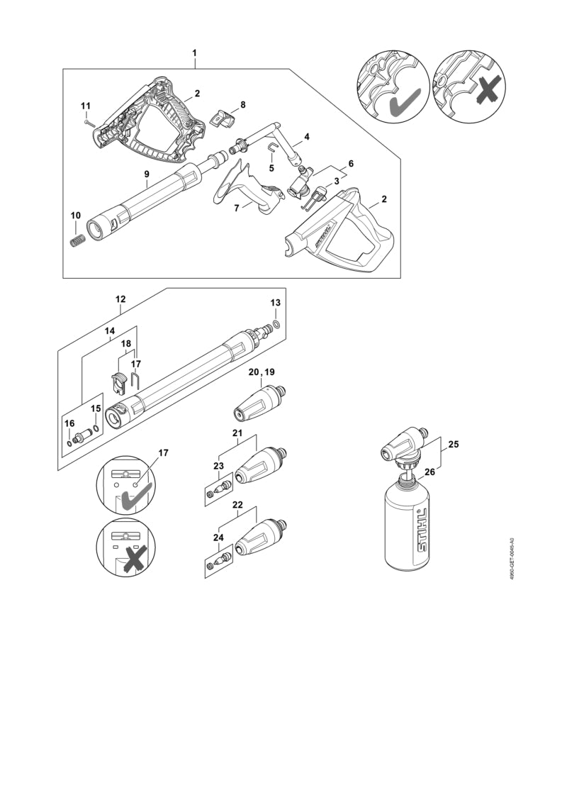 STIHL 4950-500-1603 Rotorsproeier Ø 1,01 mm, rood positie 22 technische tekening
