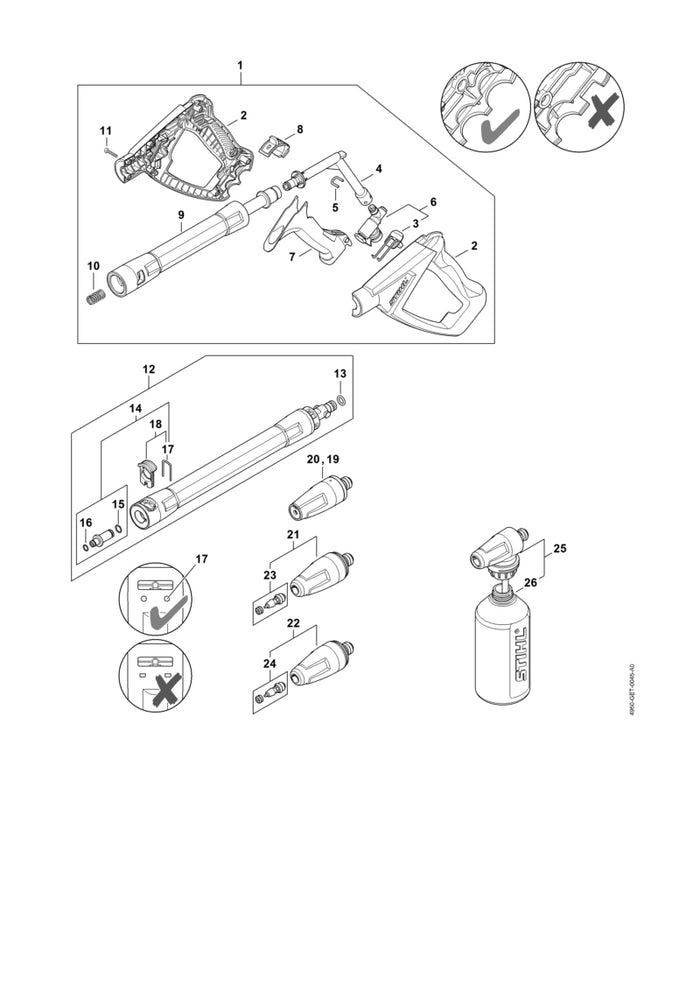 STIHL 4950-500-1603 Rotorsproeier Ø 1,01 mm, rood positie 22 technische tekening