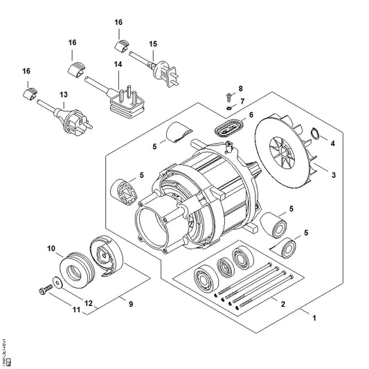 STIHL 4950-440-2001 Aansluitkabel EU positie 13 technische tekening