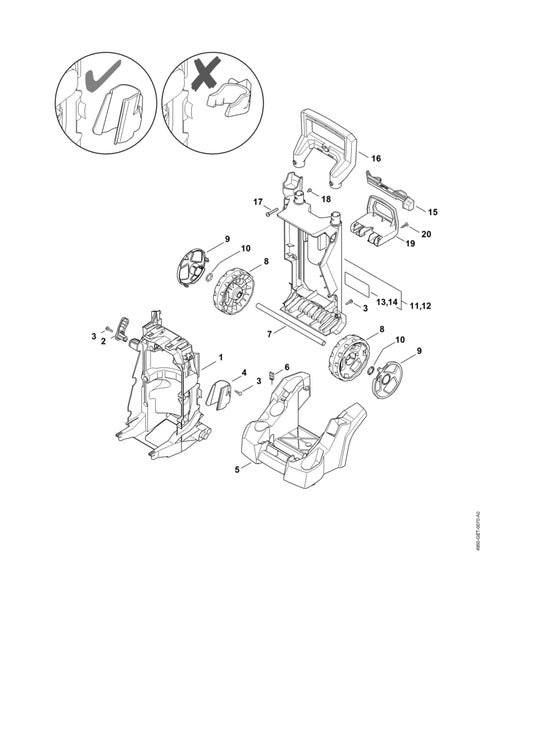 STIHL 4950-790-5106 Afdekkap positie 11 technische tekening