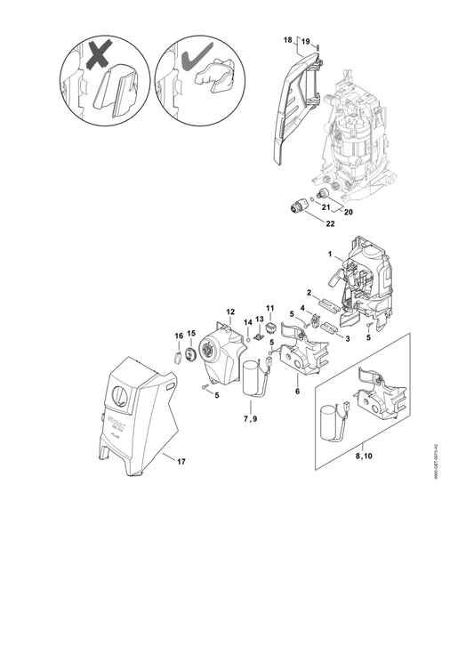 STIHL 4950-700-2100 Afdekkap RE 110 positie 17 technische tekening