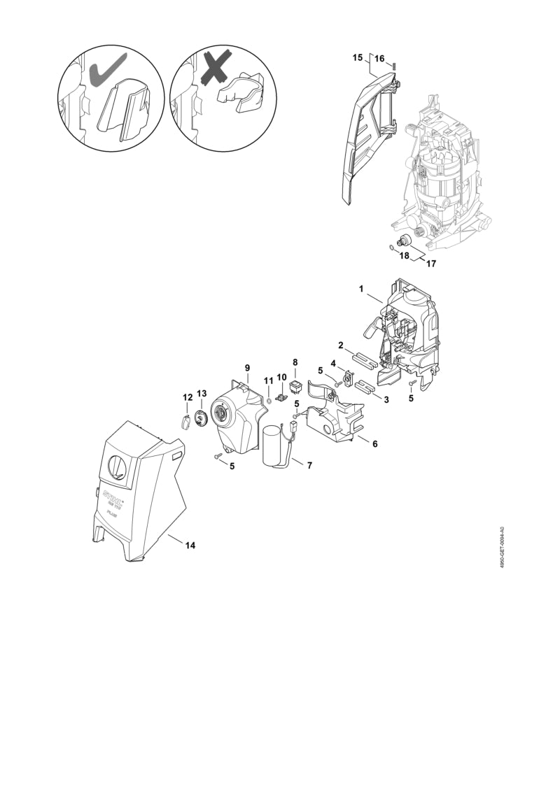 STIHL 4950-700-2102 Afdekkap RE 120 positie 14 technische tekening