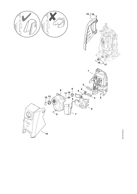 STIHL 4950-700-2102 Afdekkap RE 120 positie 14 technische tekening