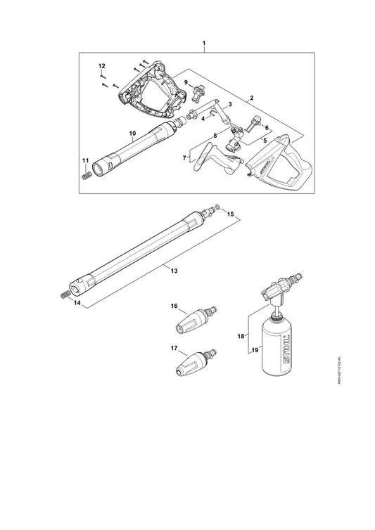 STIHL 4950-500-1611 Rotorsproeier Ø 1,04 mm, positie 17 technische tekening