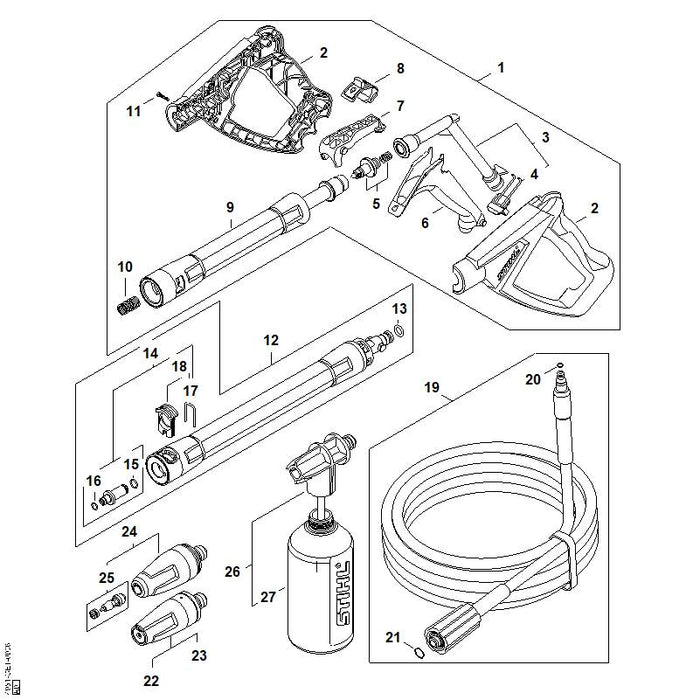 STIHL 4950-500-2200 Kniestuk positie 3 technische tekening