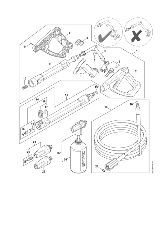 STIHL 4930-530-0100 Schuif positie 18 technische tekening