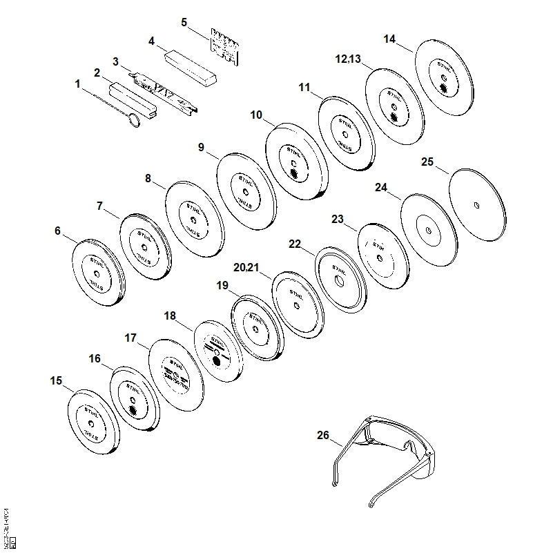 STIHL 5202-750-7000 Vormslijpschijf positie 6 technische tekening