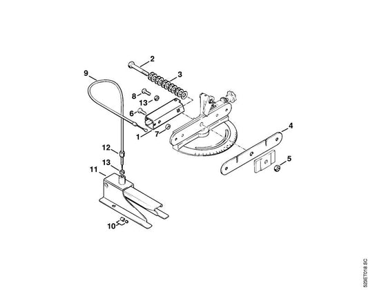 STIHL 5203-750-4100 Bowdenkabel positie 9 technische tekening
