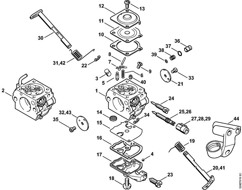 STIHL 1123-121-5401 Klepsproeier positie 3 technische tekening