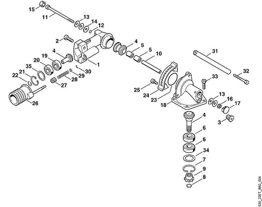STIHL 9022-341-1430 cilinderbout IS M6x50x24 positie 32 technische tekening