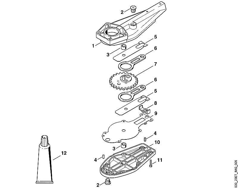STIHL 9381-003-2070 stift 4m6x12 positie 4 technische tekening