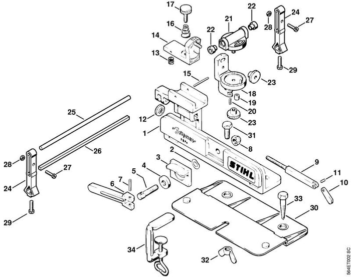 STIHL 5604-758-1000 Geleidestang positie 25 technische tekening