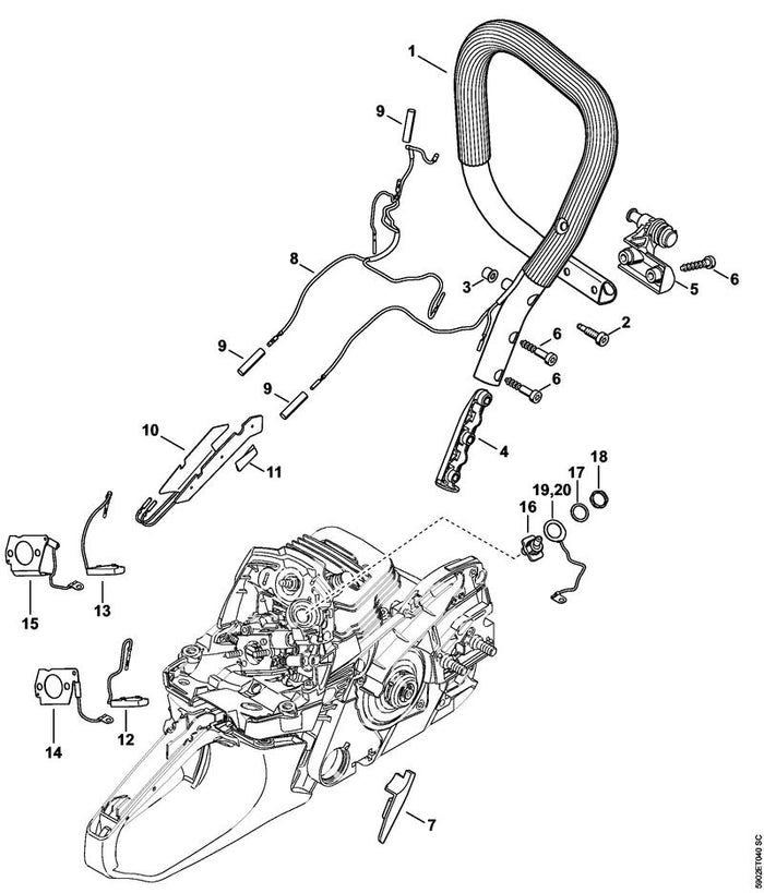 STIHL 1141-791-1900 Handgreephouder positie 5 technische tekening