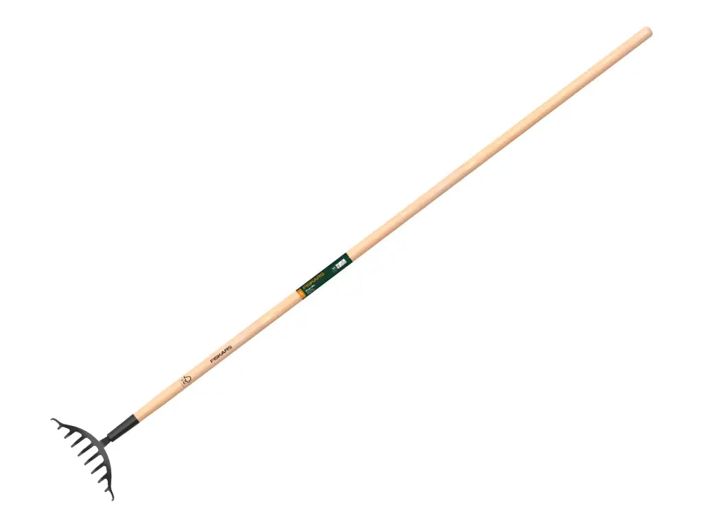 Fiskars Rozenhark met geharde stalen tanden, essenhouten steel 160 cm-keizers.nu