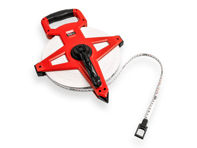 BMI Meetband 100 meter glasvezel kruishaspel met markeerpunt en ring